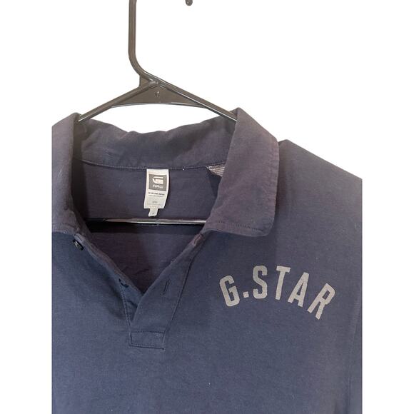 G-Star RAW Sz M Lightweight Polo Shirt Short Sleeve Deep Gray Blueish - Nice! - Picture 2 of 9
